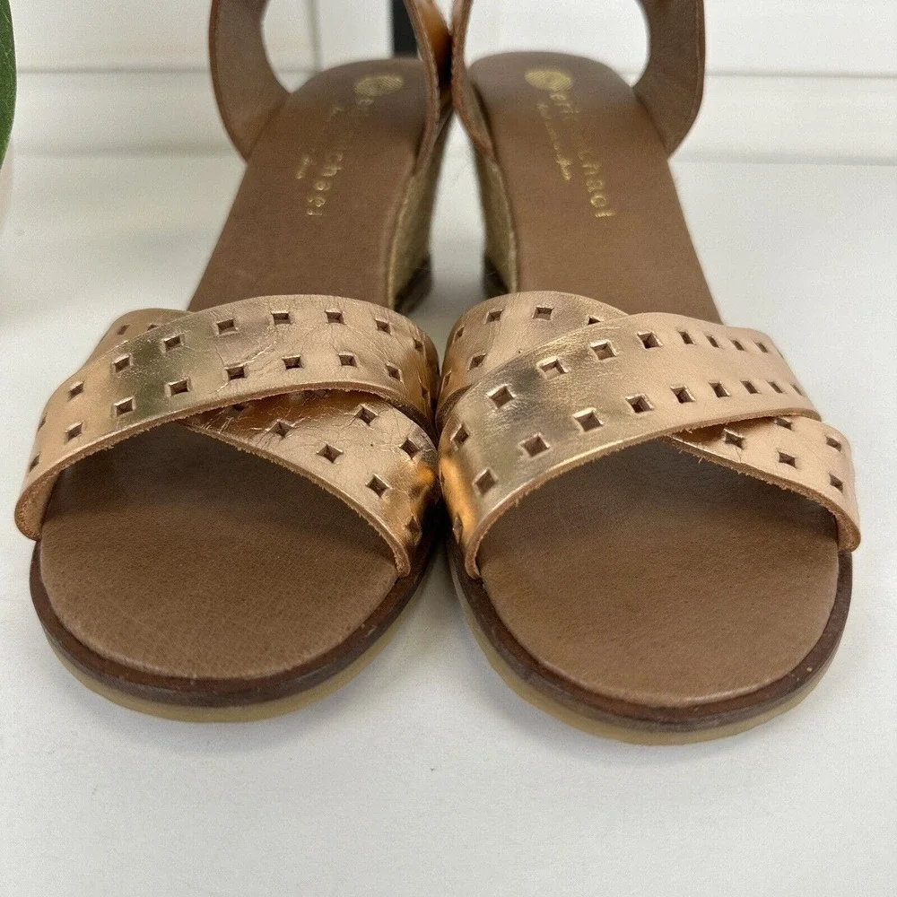 Eric Michael Rose Gold Metallic Espadrille Wedge Sandals Spain Shoes EU‎ 39 US 9
